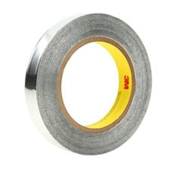 3M™ Aluminum Foil Tape 425, Silver, 12 mm x 55 m, 4.6 mil, 48 Rolls/Case