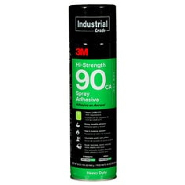 3M™ Hi-Strength Spray Adhesive 90CA, Low VOC <25%, Clear, 24 fl oz (Net
Wt 19 oz), 12 Can/Case