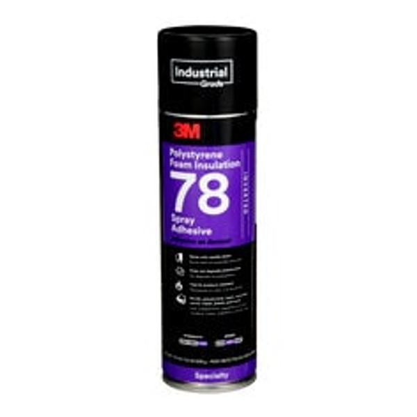 3M™ Polystyrene Foam Insulation Spray Adhesive 78, Inverted, Clear, 24
fl oz (Net Wt 17.9 oz), 12 Can/Case