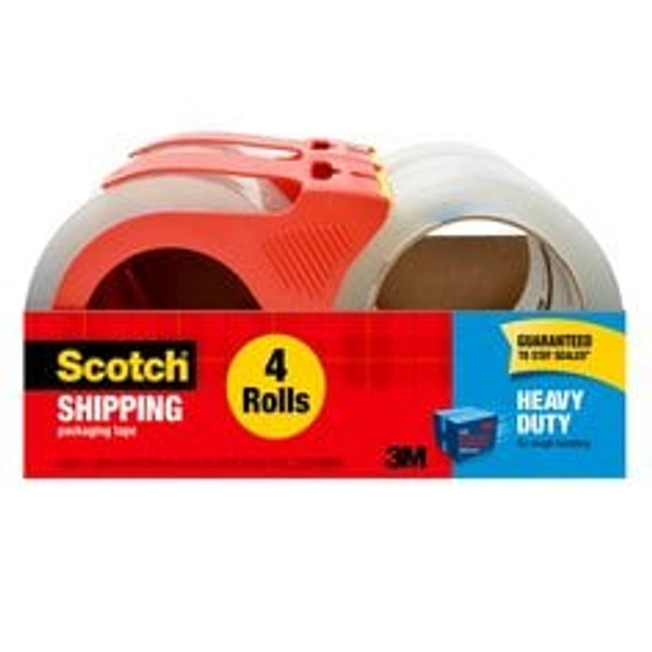 Scotch® Heavy Duty Shipping Packaging Tape 3850-4-2RD, 1.88 in x 54.6 yd
(48 mm x 50 m) 4 Rolls with 2 Dispenser