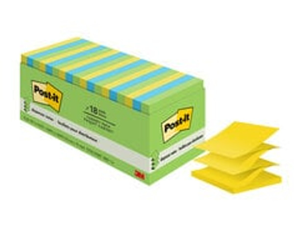 Post-it® Dispenser Pop-up Notes, R330-18AUCP, 3 in x 3 in, Assorted Colors, 18 pads