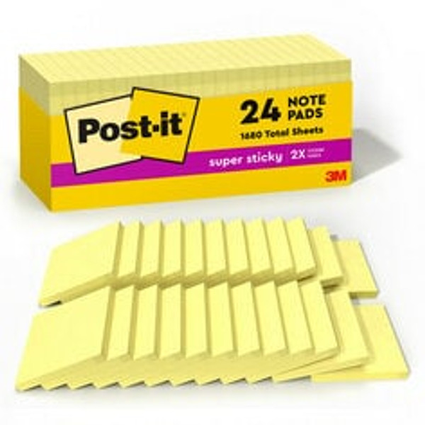 Post-it® Super Sticky Notes 654-24SSCP, 3 in x 3 in (76.2 mm x 76.2 mm)
Canary