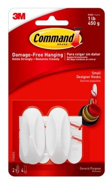 Command™ Small Designer Hooks 17082ANZ, 6 Pack/Bag, 6 Bag/Case