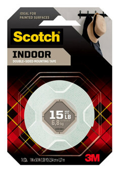 Scotch® Indoor Double-Sided Mounting Tape 114S, 1 in x 50 in (2.54 cm x 1.27 m)