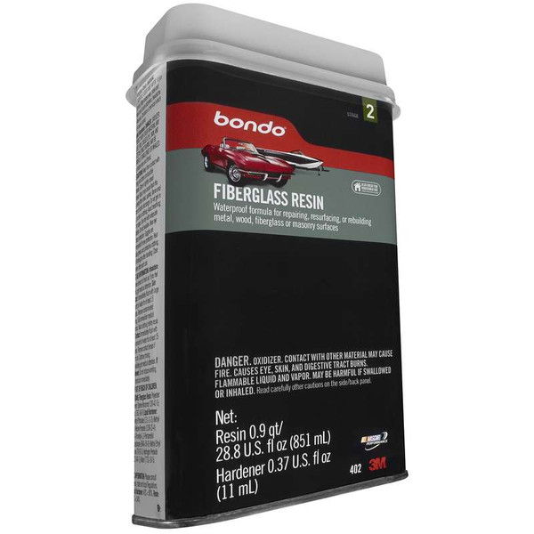 7010328016 Bondo Fiberglass Resin, 00402, 0.9 Quart, 2 per case