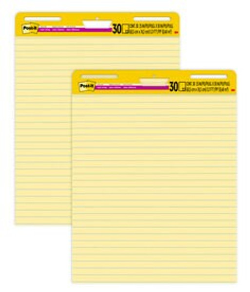Post-it® Super Sticky Easel Pad 561, 25 in. x 30 in. Sheets, Yellow Paper with Lines, 30 Sheets/Pad, 2 Pads/Pack