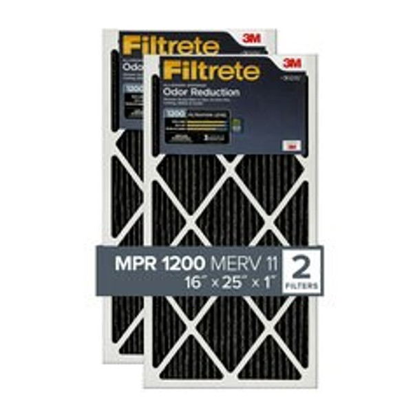 Filtrete™ Allergen Defense Odor Reduction Filter AOR01-2P-6E-NA, MPR
1200, 16 in x 25 in x 1 in (40,6 cm x 63,5 cm x 2,5 cm), 2/pk