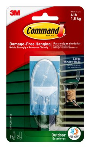 Command™ Outdoor Large Clear Window Hook 17093CLR-AWES