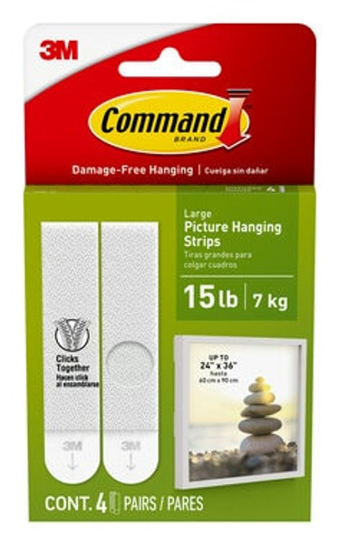 Command™ 15 Lb White Picture Hanging Strips 17206-ES, 4 Pairs