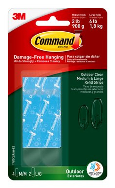 Command™ Outdoor Clear Medium and Large Refill Strips 17615CLRAW-ES