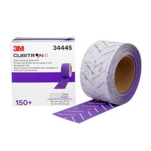 3M™ Cubitron™ II Hookit™ Clean Sanding Sheet Roll, 34445, 150+ grade, 70
mm x 12 m, 5 rolls per case