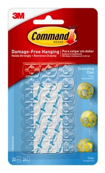 Command™ Clear Decorating Clips 17026CLR, 20 Clips, 24 Strips/Pack,
6/Bags, 36 Packs/Case