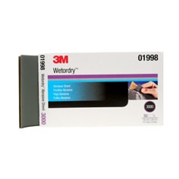 3M™ Wetordry™ Abrasive Sheet 401Q, 01998, 3000, 5 1/2 x 9 in, 50 sheets
per carton, 5 cartons per case