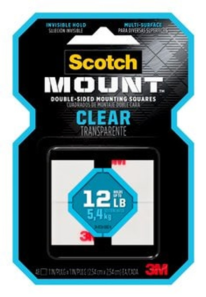 Scotch-Mount™ Clear Double-Sided Mounting Squares 410H-SQ-48, 1 in x 1 in (2.54 cm x 2.54 cm) EA, 48 Squares