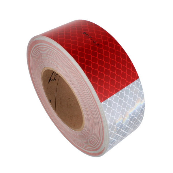 7100150513 3M Flexible Prismatic Conspicuity Markings 913-32, Red/White, DOT, 2 in x 50 yd