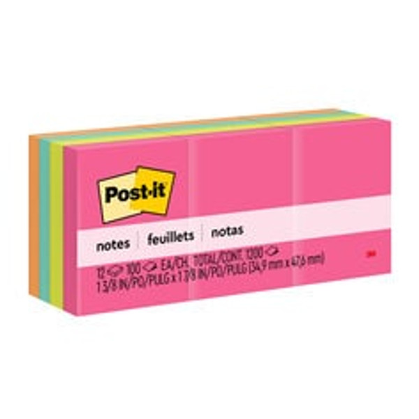 Post-it® Notes 653AN, 1 3/8 in x 1 7/8 in (34.9 mm x 47.6 mm), Poptimistic Collection