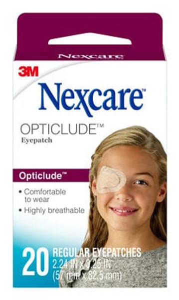 Nexcare™ Opticlude™ Orthoptic Eye Patch 1539, Regular, 3.18 in x 2.18 in
(81 mm x 55.5 mm) 20 patches/box