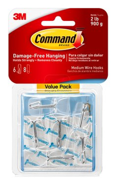 Command™ Medium Clear Wire Toggle Hook Value Pack 17065CLR-VP, 12 Each/Case