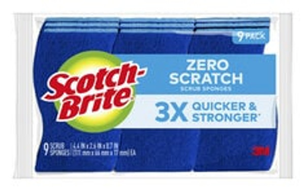 Scotch-Brite® Zero Scratch Scrub Sponge 529-5, 4.4 in x 2.6 in x 0.7 in (111 mm x 66 mm x 17 mm), 5/9