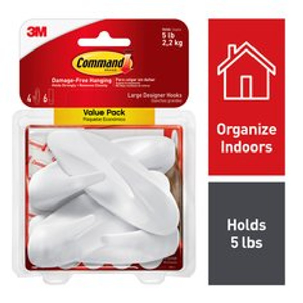 Command™ Designer Hooks Value Pack 17083-4ES, 4 large hooks, 6 large
strips