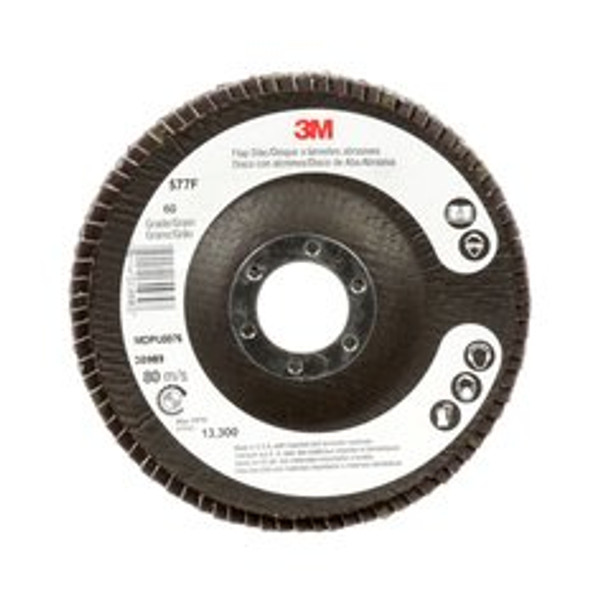 3M™ Flap Disc 577F, 36, T29, 4-1/2 in x 7/8 in, 10 ea/Case