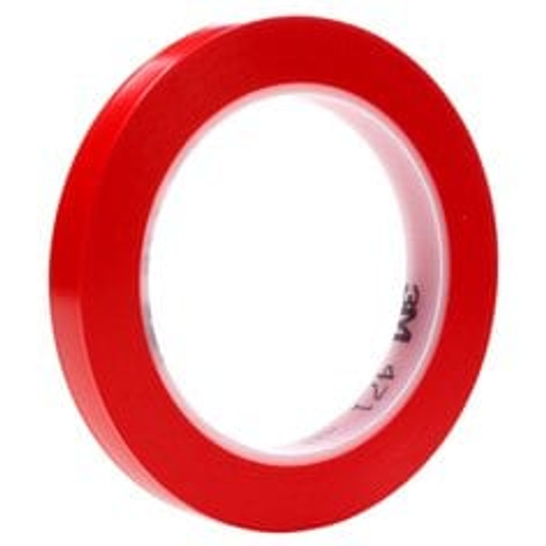 3M™ Vinyl Tape 471, Red, 1/4 in x 36 yd, 5.2 mil, 144 Roll/Case,
Individually Wrapped Conveniently Packaged