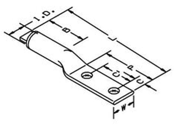 3M™ Scotchlok™ Aluminum Two Hole Lug 40170, up to 35 kV, 600 kcmil,
Black, 6/Case