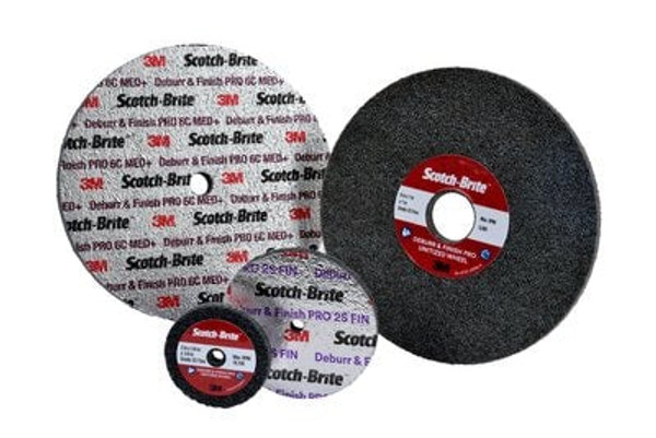 7100255061 Scotch-Brite Deburr & Finish Pro Unitized Wheel, DP-UW, 8C Medium+, 1/4 in, Config
