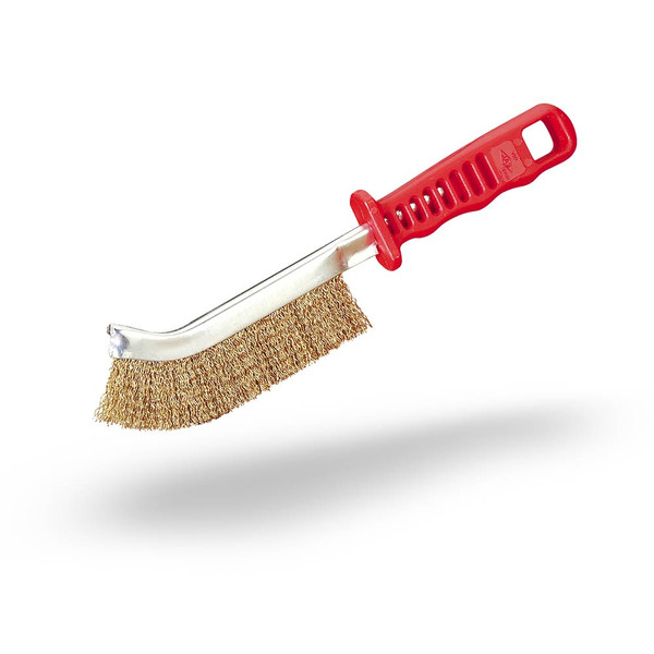 JAZ 85150 Hand Wire Scratch Brush, Plastic Handle, 5/8" Face, .012" Brass, POP Display Box