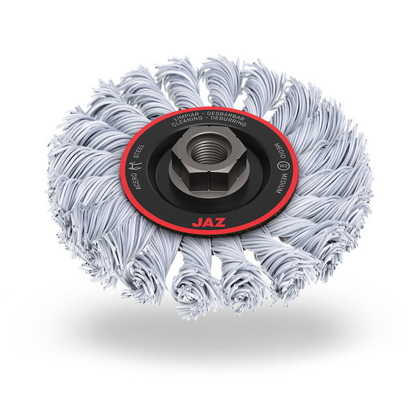 JAZ 78022B JAZ PLUS 4-1/2" Standard Twist Knot Wheel, .020" Steel, 5/8"-11 Thread, Bulk Package