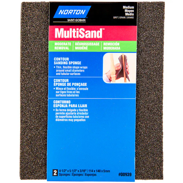 Norton 07660700939 4-1/2 x 5-1/2 x 3/16 In. MultiSand Contour Sanding Sponge AO M Grit