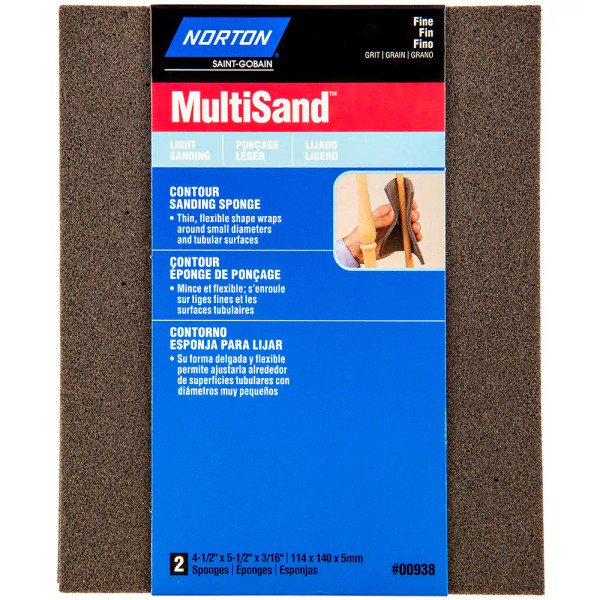 Norton 07660700938 4-1/2 x 5-1/2 x 3/16 In. MultiSand Contour Sanding Sponge AO F Grit