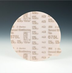 3M Diamond Microfinishing Film PSA Disc 675L, 125 Mic 6MIL, Orange, 6" x 1/2", Die 600W