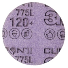 3M Cubitron II Stikit Film Disc 775L, 120+ 3MIL, 8" x NH, Linered, Die 800L