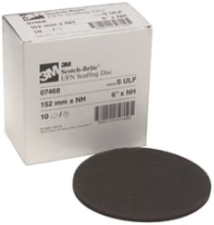 Scotch-Brite Scuffing Disc, 07468, SiC Ultra Fine, 6" x NH, 10 per carton, 40 per case