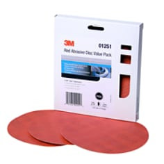 3M Red Abrasive Stikit Disc Value Pack, 01251, 6", P400 grade, 25 discs per carton, 4 cartons per case