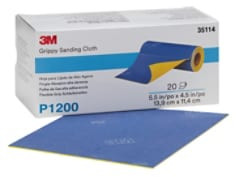 3M Grippy Sanding Cloth 35114, P1200 Grade, 5.5" x 4.5", 20 Sheets per roll, 4 rolls per case