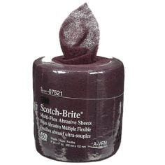 Scotch-Brite Multi-Flex Sheet Roll, MX-SR, 07521, A/O Very Fine, 8" x 20 ft, 60 Sheets per roll, 4 rolls per case