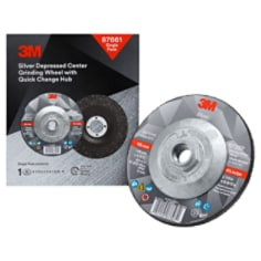 3M Silver Depressed Center Grinding Wheel, 87661, 36+, T27 Quick Change, 4.5" x 1/4" x 5/8-11", Single Pack, 10 per case