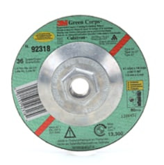 3M Green Corps Cutting/Grinding Wheel, T27, 36, 7" x 1/8" x 5/8"-11"ternal, 10 per carton, 20 per case