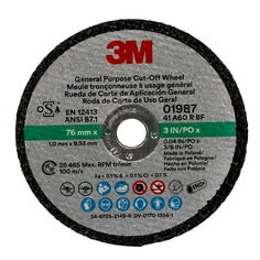 3M General Purpose Cut-Off Wheel 01987, 3" x 0.04" x 3/8", 50 Each per case