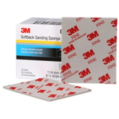 3M Softback Sanding Sponge 02604, 115 mm x 140 mm (4 1/2" x 5 1/2"), Fine, 20 Sponges per packk, 6 Packs per case