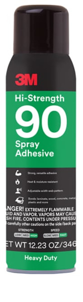 3M Hi-Strength Spray Adhesive 90, Clear, 16 fl oz Can (Net Wt 12.23 oz), 1 per case, Sample, NOT FOR SALe CA AND OTHER STATES