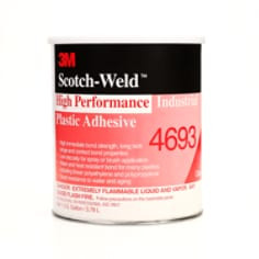 3M High Performance"dustrial Plastic Adhesive 4693, Light Amber, 1 Gallon, 4 Can per case