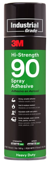 3M Hi-Strength Spray Adh 90,"verted, Clear, 24 fl oz Can (Net Wt 17.6 oz), 1 per case, Sample, NOT FOR SALe CA AND OTHER STATES