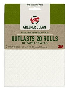 Scotch-Brite Greener Clean Sponge Cloth 9055-ST, 12-2 packs per case
