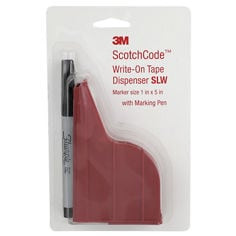3M ScotchCode Wire Marker Write-On Dispenser with Tape and Pen SLW, 1.0" x 5.0", 10 per case