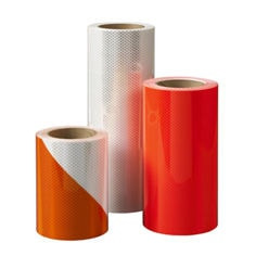 3M Diamond Grade DG³ Pre-Striped Barricade Sheeting 444L, Orange/White, 4"ch Stripe/Left, 7.75" x 100 yd, 1 roll per case