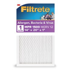 Filtrete Allergens, Bacteria & Viruses Air Filter 1500 MPR 2005-4, 14" x 20" x 1" (35.5 cm x 50.8 cm x 2.5 cm)