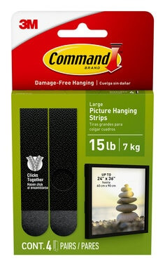 Command 15 Lb Black Picture Hanging Strips 17206BLK-ES, 4 Pairs